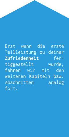 Erst wenn die erste Teilleistung zu deiner Zufriedenheit fertiggestellt wurde, fahren wir mit den weiteren Kapiteln bzw. Abschnitten analog fort.